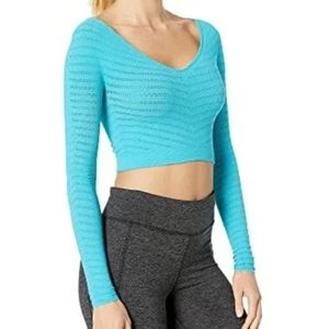 FP Movement Gone Adrift Long Sleeve Cropped Blue Top Medium